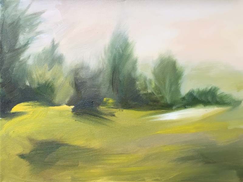 full size abstract landscape green yellow